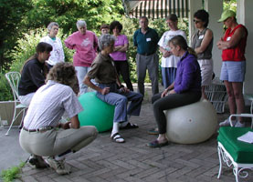 Wendy on the physioball in Geneseo, New York.