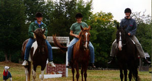 Wilton Pony Club riding bareback after a hard day at their annual event. Penny the Whippet, Wendy, Allison Johnson, and Sarah Merkley