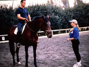 Working with James Conner, a member of the Italian dressage team and the World Equestrian Games, 1998. Milano, Italy