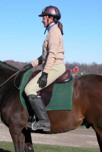 Photo 1. The rider starts at the halt with both reins in one hand.